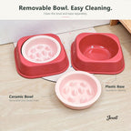 Jesoli Elevated Ceramic Slow Feeder Bowl – 350ml – 拆装清洁图_陶瓷碗与塑料底座分离