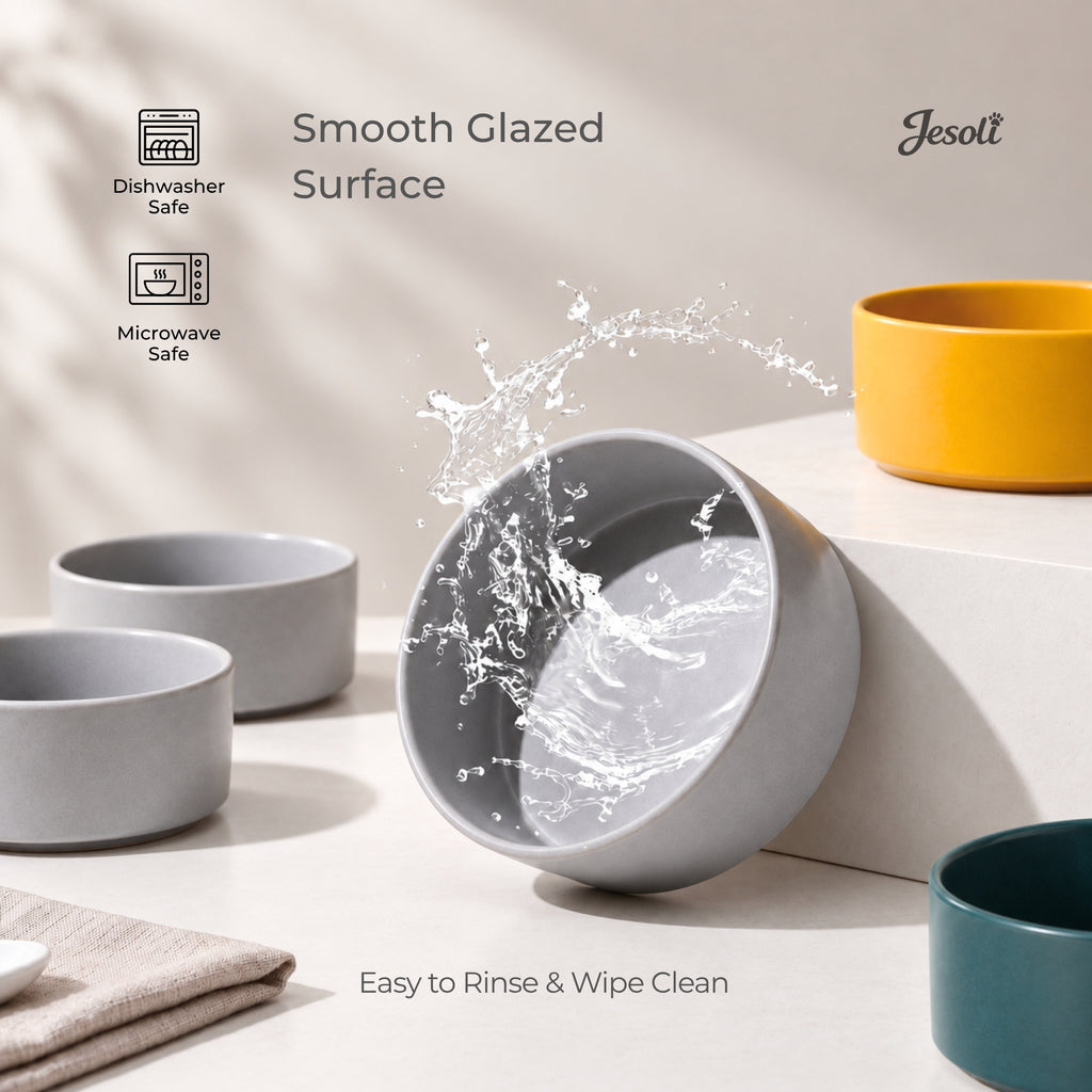 Jesoli Essential Matte Ceramic Pet Bowl – 850ml – 清洁图_釉面易冲洗