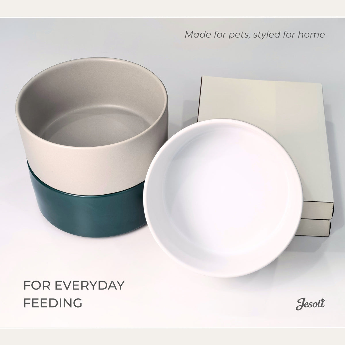 Jesoli Essential Matte Ceramic Pet Bowl – 850ml – 配色场景图_日常喂食组合