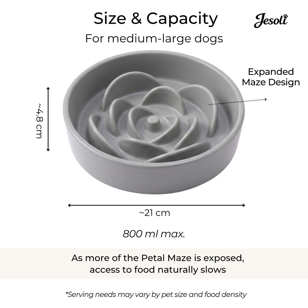 Jesoli Petal Maze Ceramic Slow Feeder Bowl – 大号21厘米 800毫升