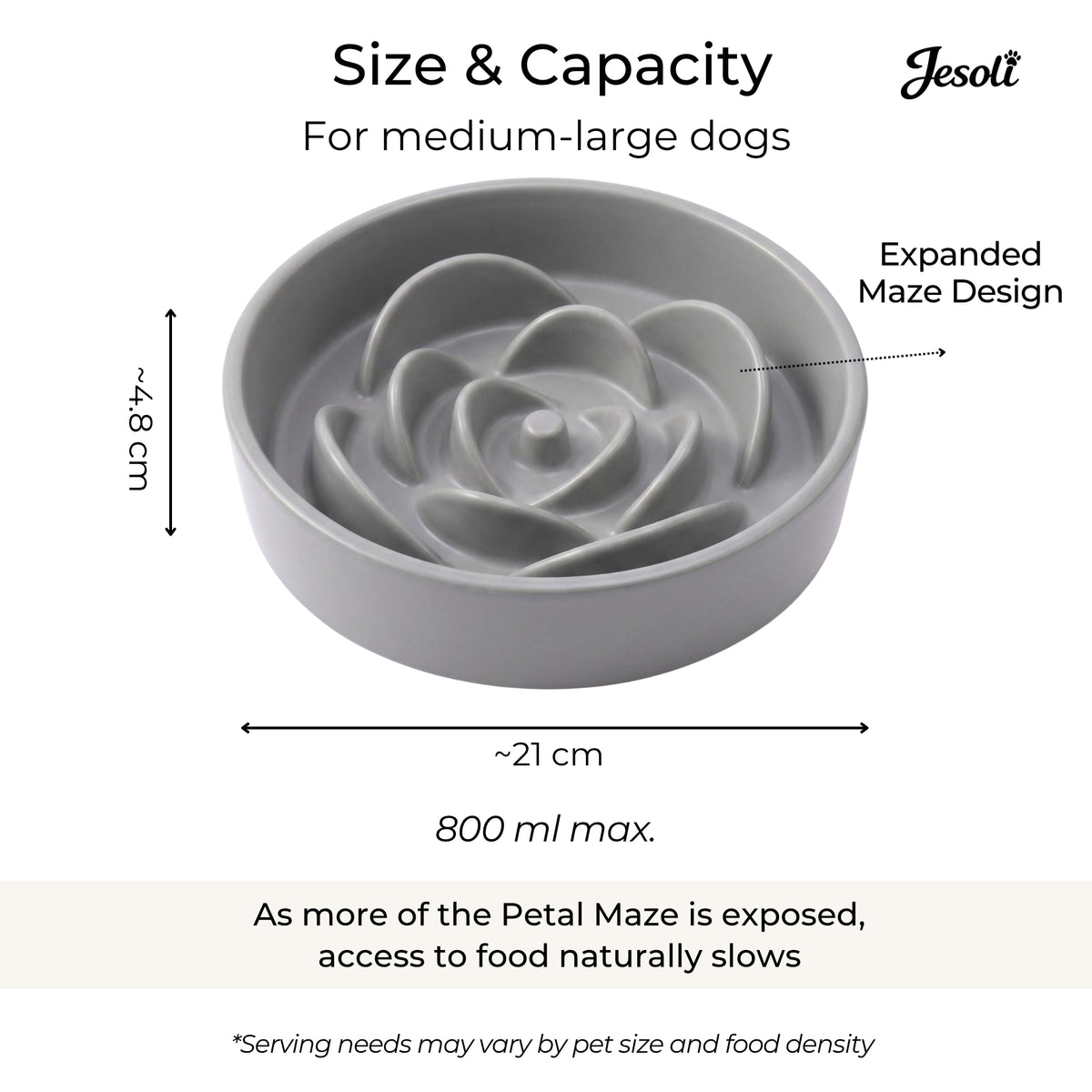 Jesoli Petal Maze Ceramic Slow Feeder Bowl – 大号21厘米 800毫升