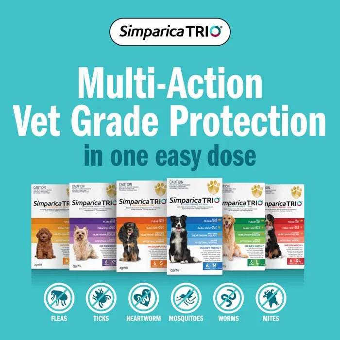 Simparica TRIO Yellow For Puppies (1.3-2.5kg) 3 Pack