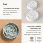 Jesoli Petal Maze Ceramic Slow Feeder Bowl – 材质清洁图_底部纹理与陶瓷釉面