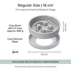 Jesoli Meteor Maze Ceramic Slow Feeder Bowl with Silicone Base – 尺寸容量图_小号16厘米_灰色_450毫升