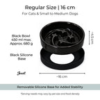 Jesoli Meteor Maze Ceramic Slow Feeder Bowl with Silicone Base – 尺寸容量图_小号16厘米_黑色_450毫升