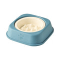 Jesoli Elevated Ceramic Slow Feeder Bowl – 350ml – 雾蓝底座 奶油色碗
