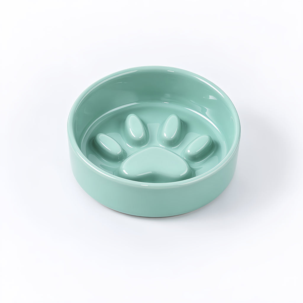 Jesoli Paw Ceramic Slow Feeder Bowl – Soft Colour Collection – 薄荷绿