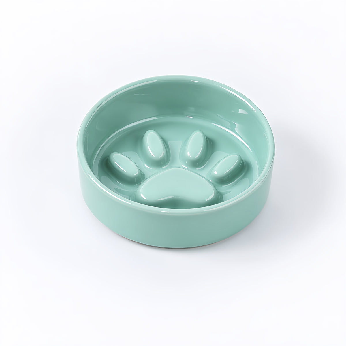 Jesoli Paw Ceramic Slow Feeder Bowl – Soft Colour Collection – 薄荷绿