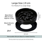 Jesoli Meteor Maze Ceramic Slow Feeder Bowl with Silicone Base – 尺寸容量图_大号21厘米_黑色_850毫升