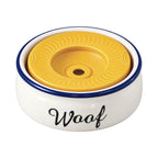 Jesoli Ceramic Anti-Splash Floating Disc Water Bowl – 550ml – 藏蓝碗沿 黄色浮盘