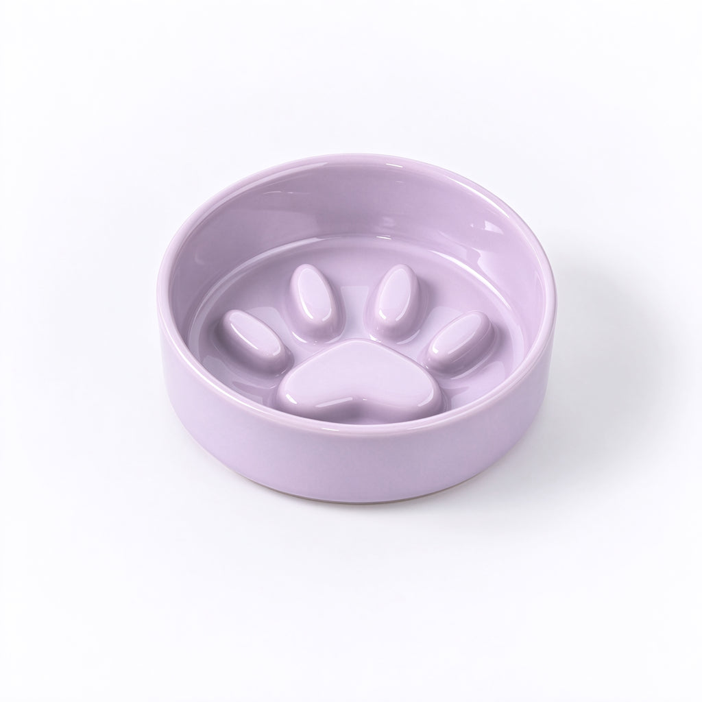 Jesoli Paw Ceramic Slow Feeder Bowl – Soft Colour Collection – 薰衣草紫