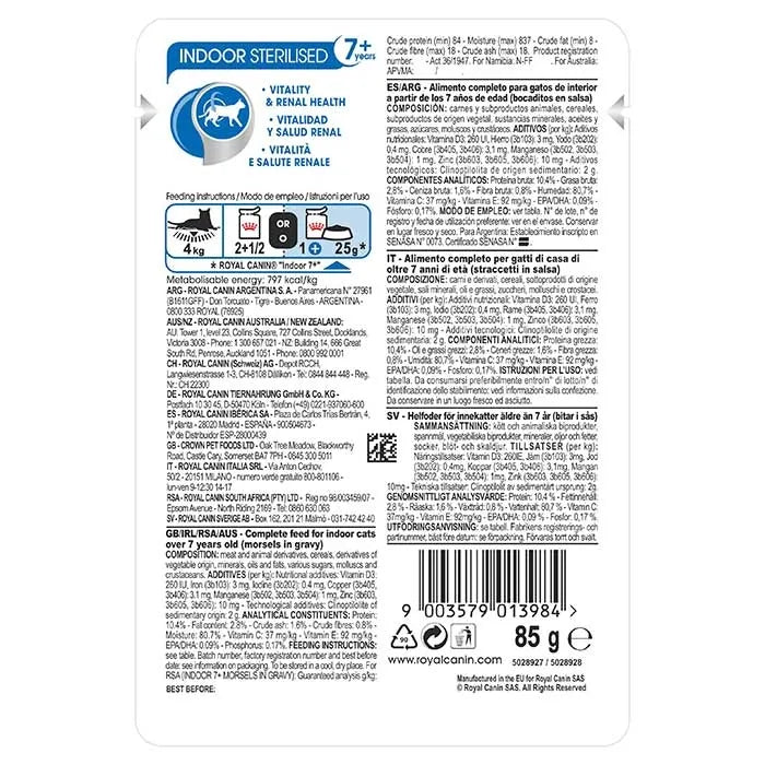 ROYAL CANIN Indoor 7+ Gravy Senior Cat Food Pouch