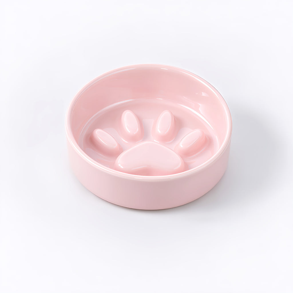 Jesoli Paw Ceramic Slow Feeder Bowl – Soft Colour Collection – 浅粉色