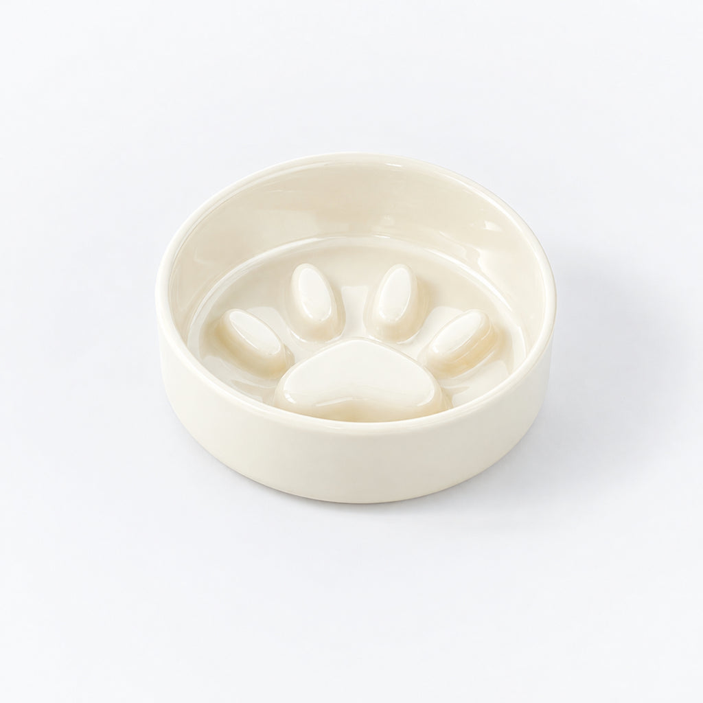 Jesoli Paw Ceramic Slow Feeder Bowl – Soft Colour Collection – 柔白色