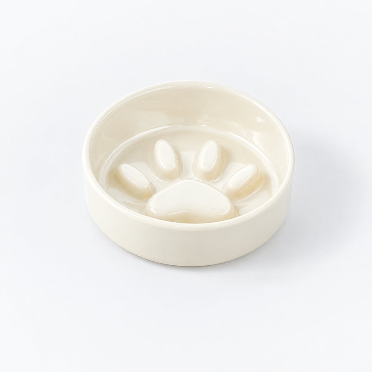 Jesoli Paw Ceramic Slow Feeder Bowl – Soft Colour Collection – 柔白色