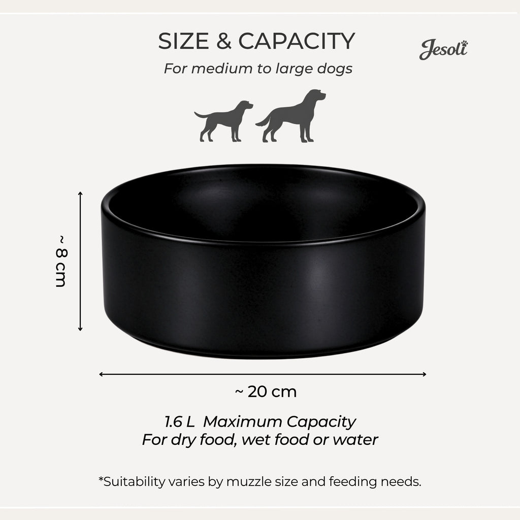 Jesoli Matte Ceramic Pet Bowl – 1.6L – 大号直径20厘米 1.6升