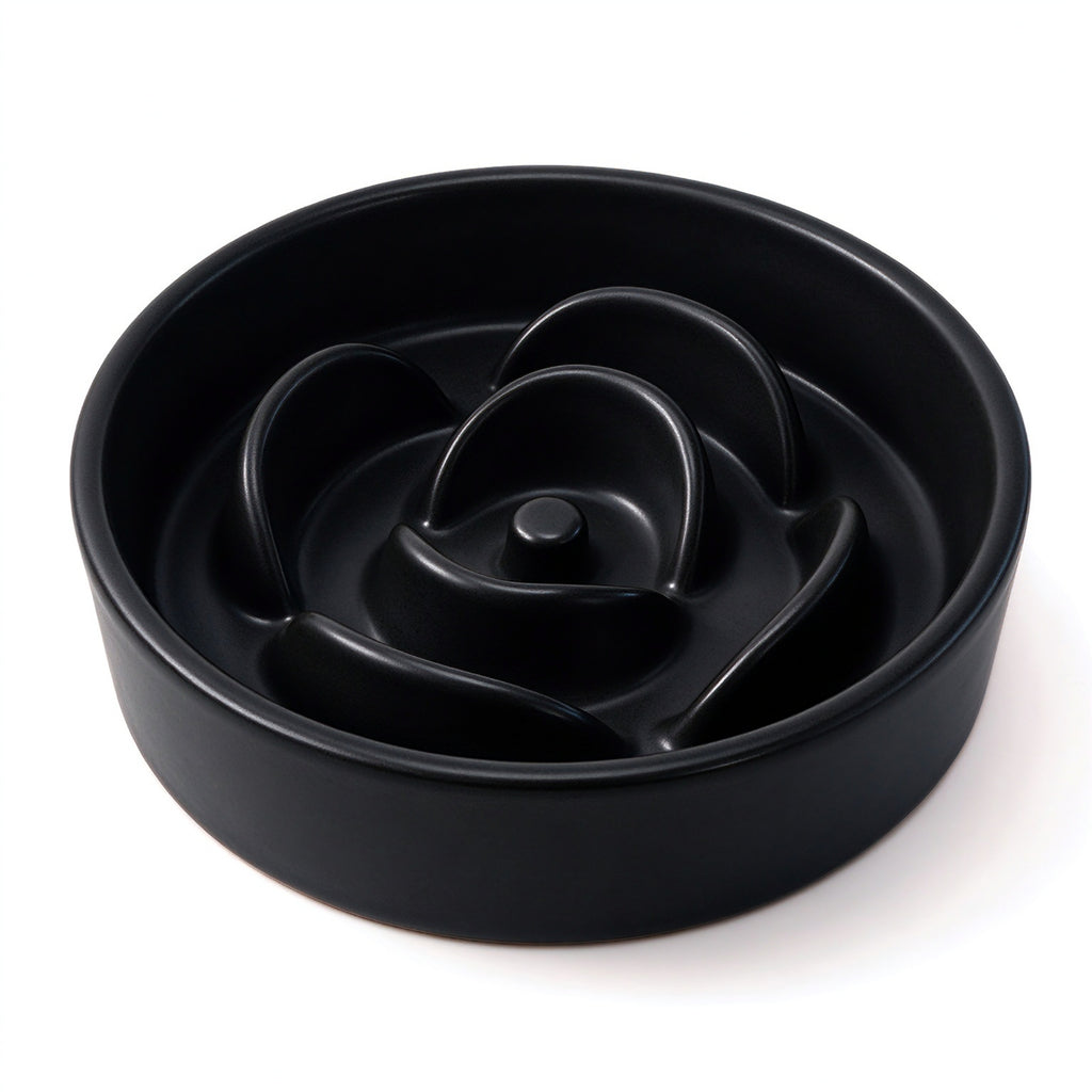 Jesoli Petal Maze Ceramic Slow Feeder Bowl – 小号15.5厘米 黑色