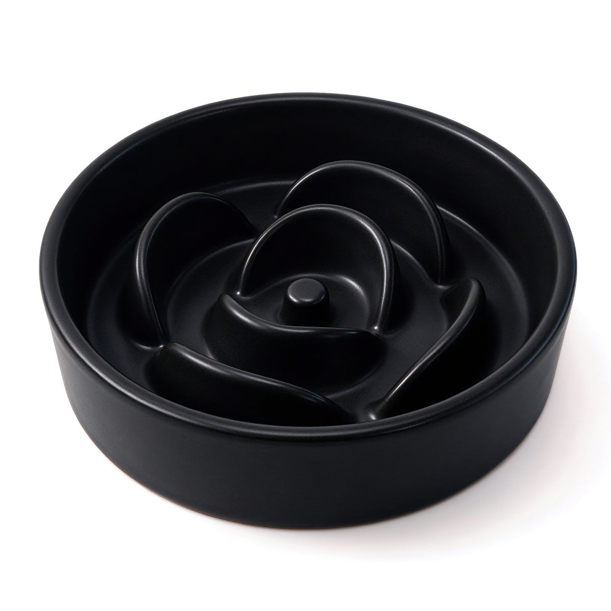 Jesoli Petal Maze Ceramic Slow Feeder Bowl – 小号15.5厘米 黑色