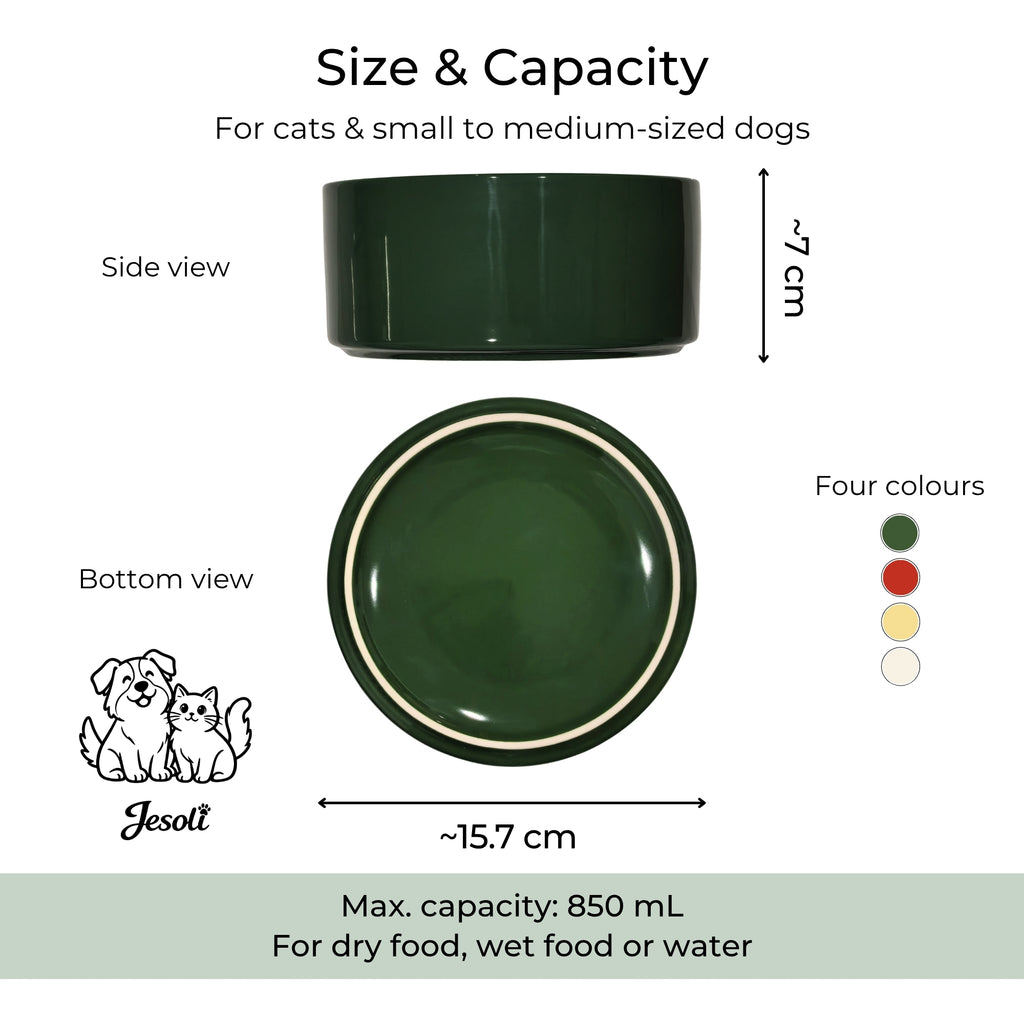 Jesoli Glossy Ceramic Pet Bowl – 850ml – 直径15.7厘米 850毫升