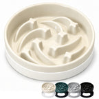 Jesoli Meteor Maze Ceramic Slow Feeder Bowl with Silicone Base – 大号21厘米 米白色