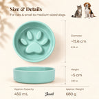 Jesoli Paw Ceramic Slow Feeder Bowl – Soft Colour Collection – 直径15.6厘米 450毫升