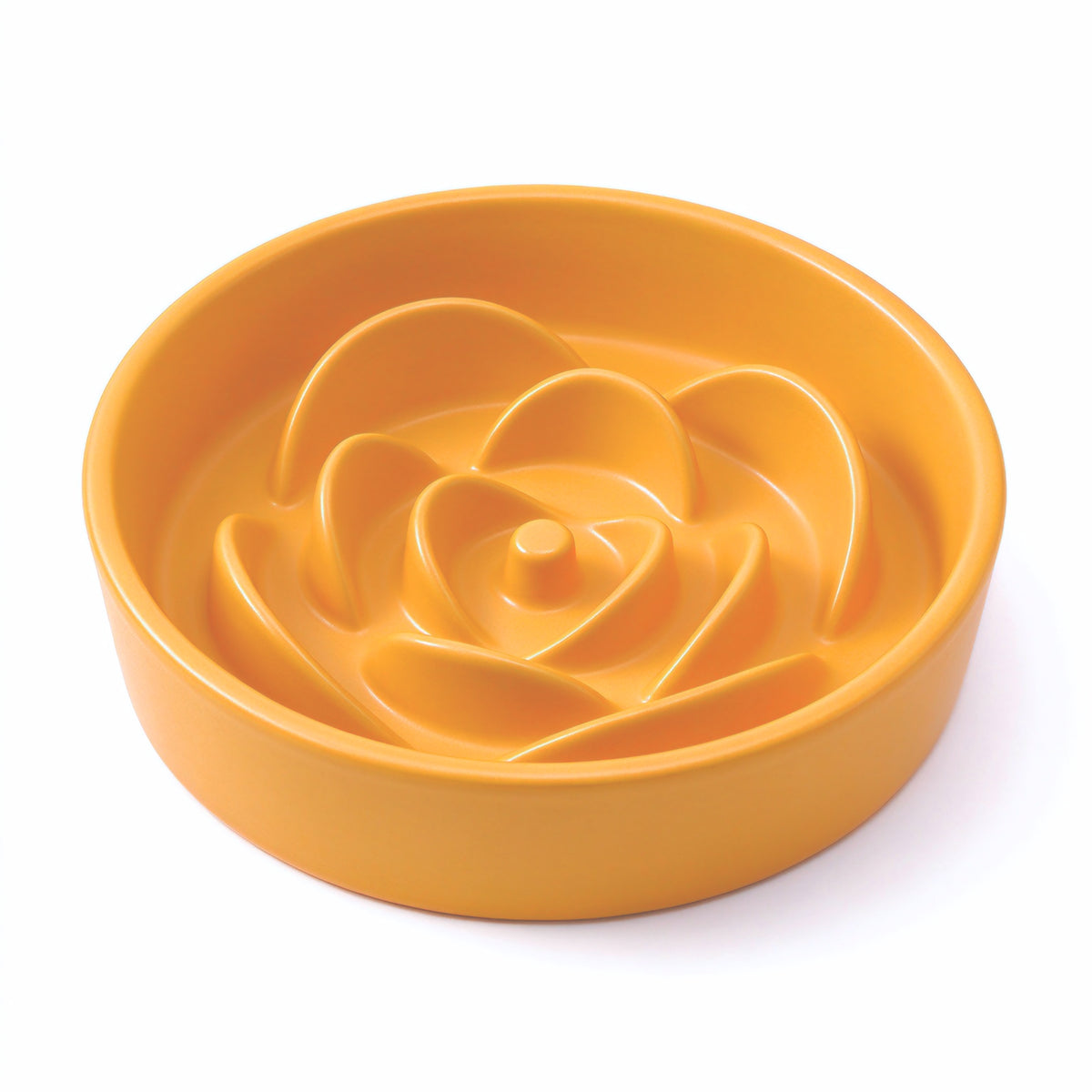 Jesoli Petal Maze Ceramic Slow Feeder Bowl – 白底主图_大号21厘米_黄色