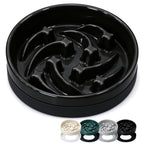 Jesoli Meteor Maze Ceramic Slow Feeder Bowl with Silicone Base – 大号21厘米 黑色