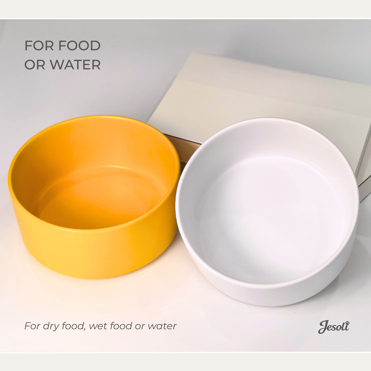 Jesoli Essential Matte Ceramic Pet Bowl – 850ml – 用途图_干粮湿粮与饮水