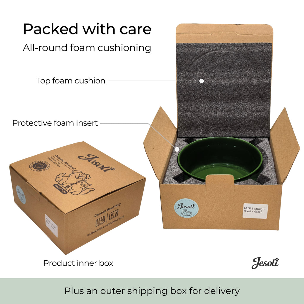 Jesoli Glossy Ceramic Pet Bowl – 850ml – 包装图_泡棉缓冲保护