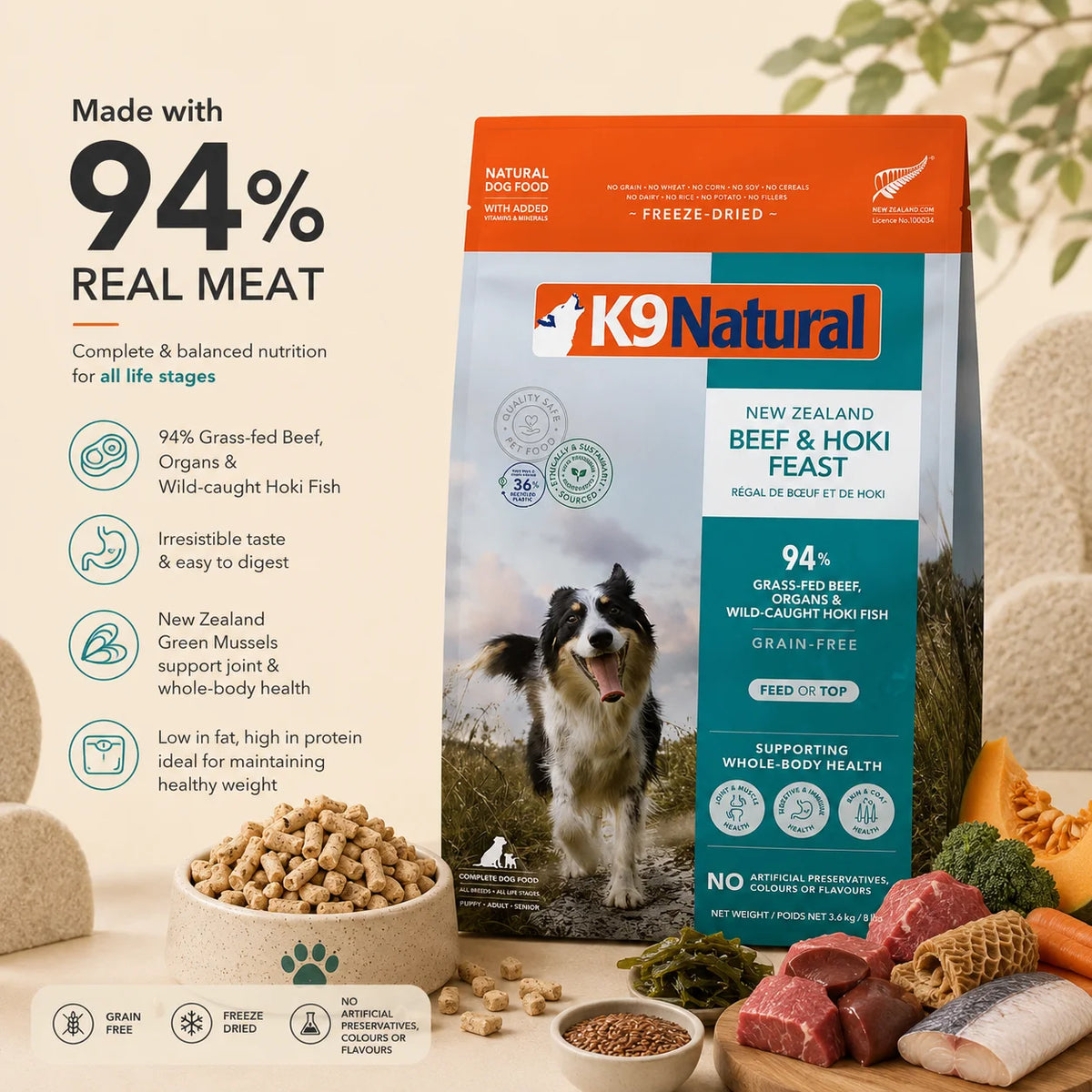 K9 Natural Grain-Free FD NZ Beef & Hoki Feast