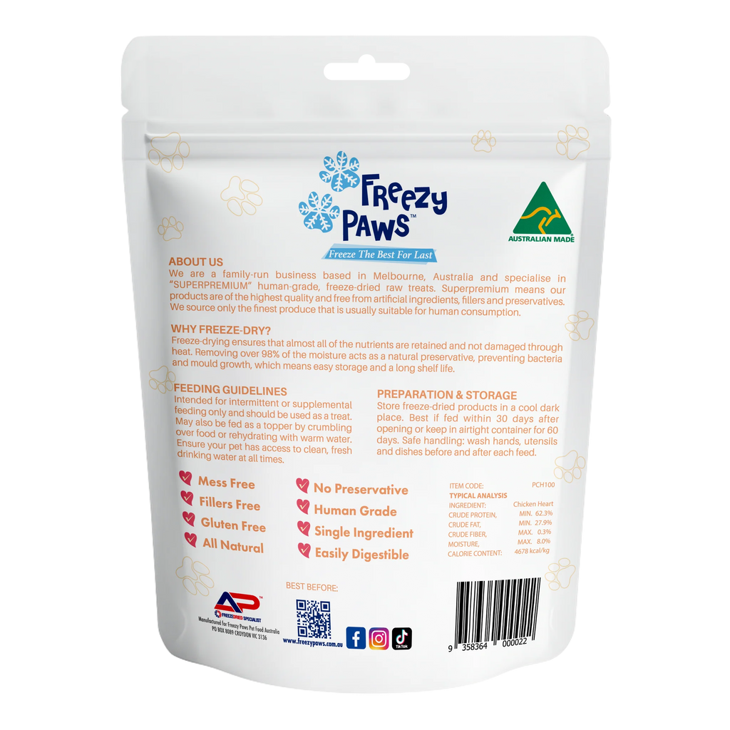 Freeze-Dried Raw Chicken Heart Treats-Expiration Date July 2027
