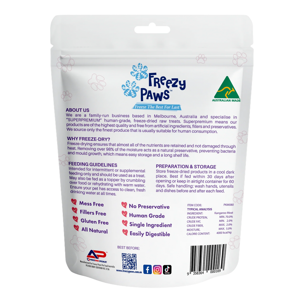 Freezy Paws Freeze-Dried Raw Kangaroo Steak Treats