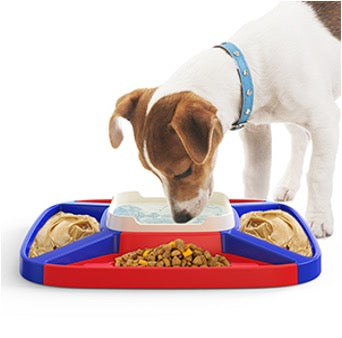 2-in-1 Slow Feeder & Water Bowl Station - Interactive Puzzle Tray