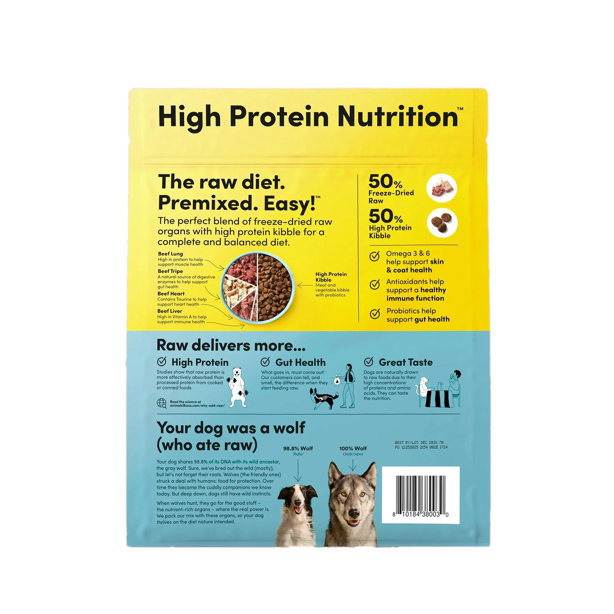 Animals Like us RAWMIX50 Dog food with Grass-fed Beef
