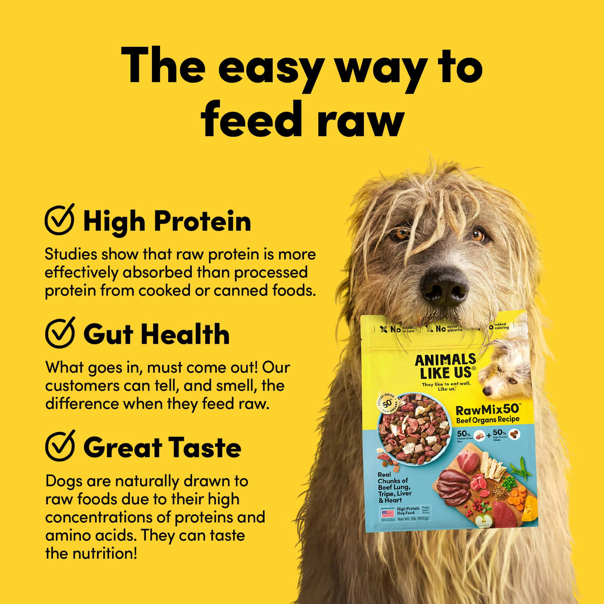 Animals Like us RAWMIX50 Dog food with Grass-fed Beef