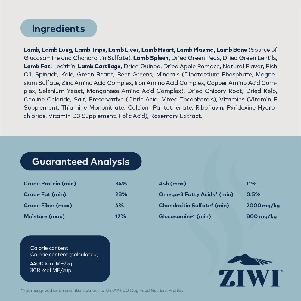 ZIWI Peak Steam & Dried Lamb with Green Vegetables Dog Food