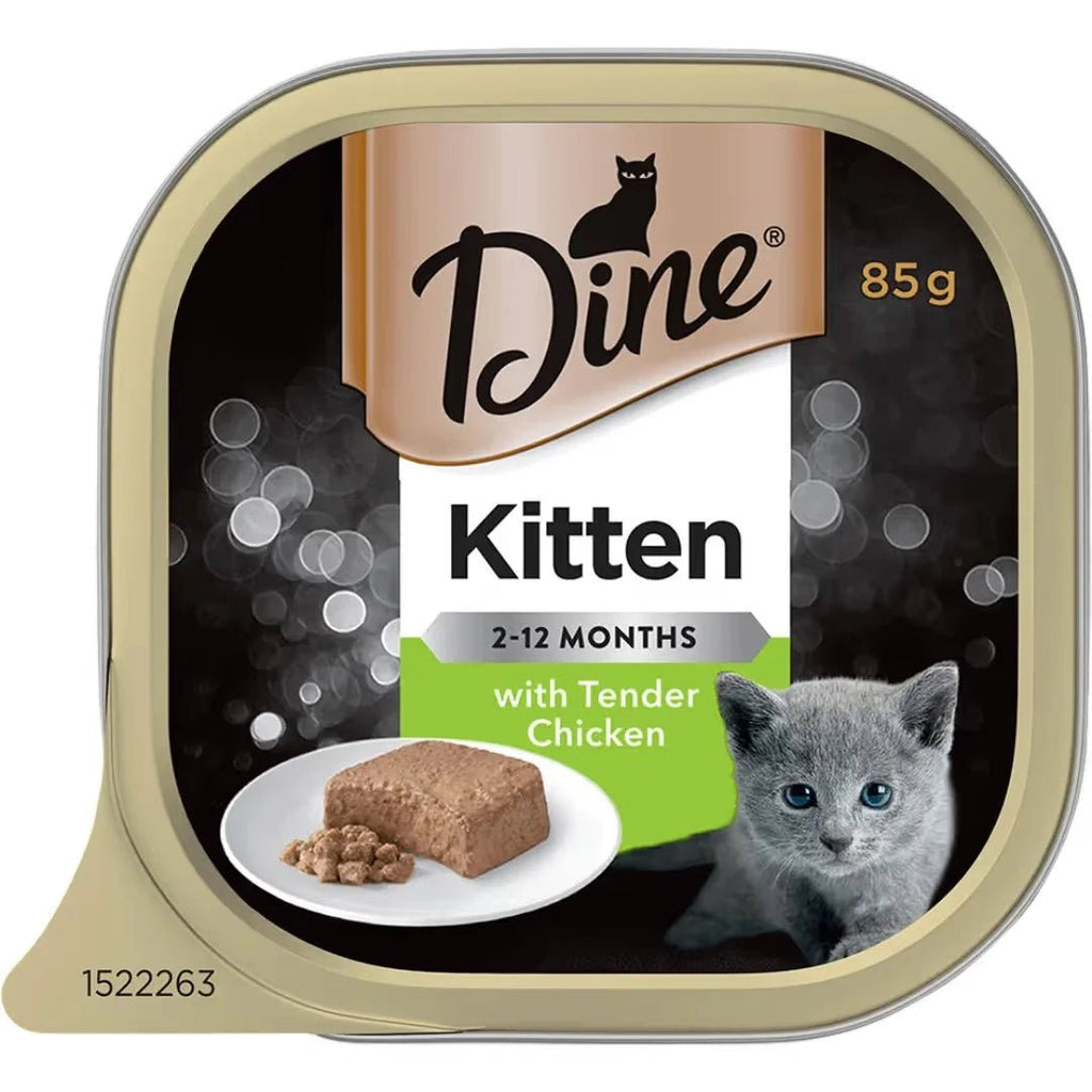 DINE Classic Collection Kitten with Chicken Wet Cat Food Tray - Furlio