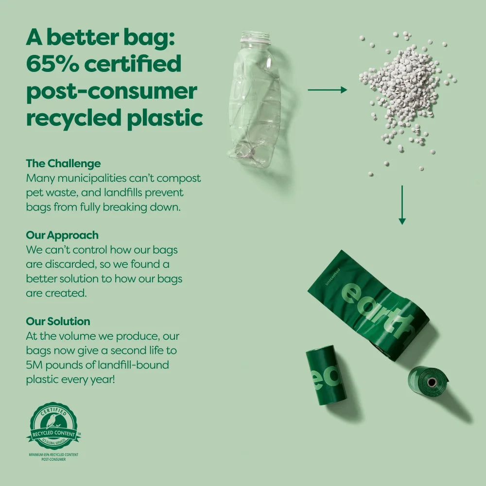 EARTH RATED  Unscented 65% Recycled Plastic Poo Bags 9''× 13''
