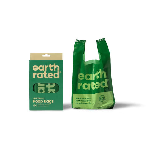 EARTH RATED Recycled Plastic Poo Bags With Easy Tie Handle Unscented - Furlio