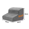 Grey foam pet stairs, 2 steps with dimensions