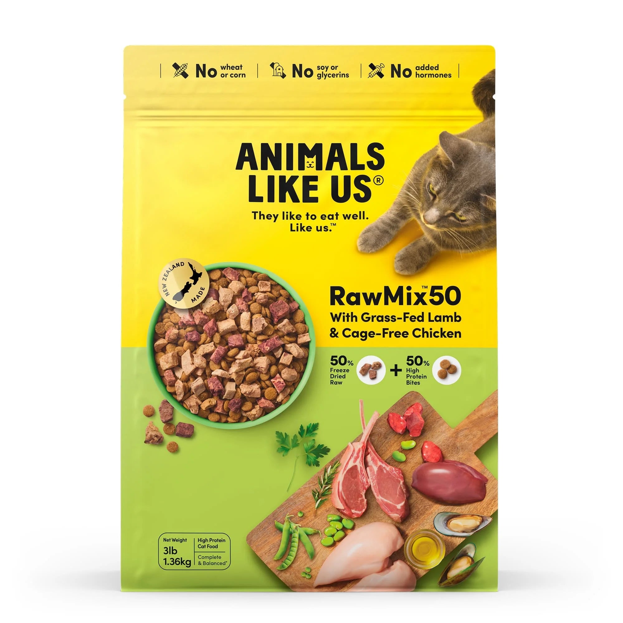 ANIMALS LIKE US RawMix50™ Lamb And Chicken Adult Dry Cat Food